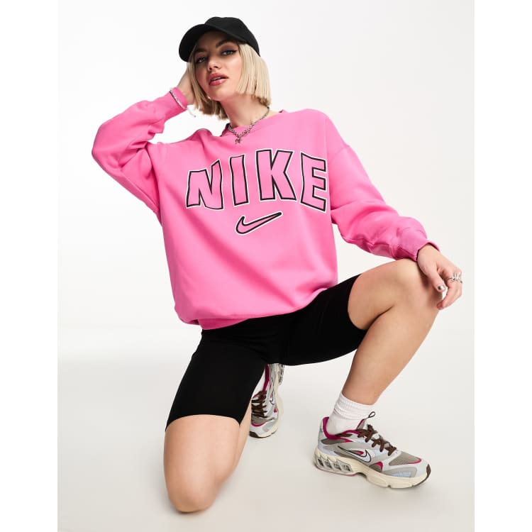 Nike Life Varsity oversized sweatshirt in pink