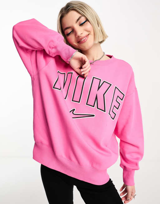 Nike Life Varsity oversized sweatshirt in pink