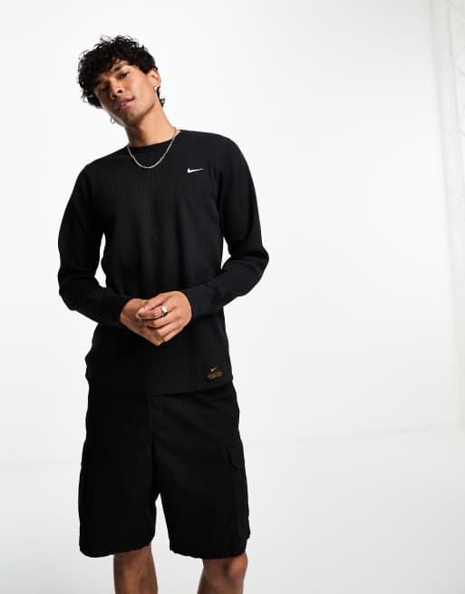 Nike Life waffle long sleeve t-shirt in black | ASOS