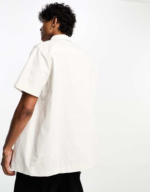 Nike Life Men's Woven Military Short-Sleeve Button-Down Shirt.