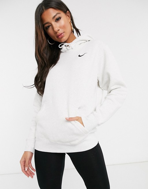 Nike light gray mini swoosh oversized hoodie | ASOS