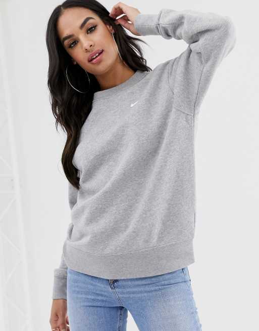 Nike light gray mini swoosh oversized sweatshirt