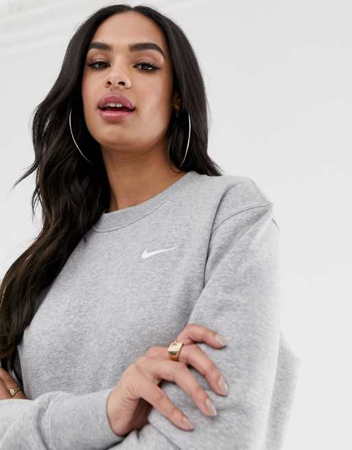 Nike light gray mini swoosh oversized sweatshirt