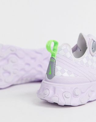nike lilac chequered react element 55 trainers