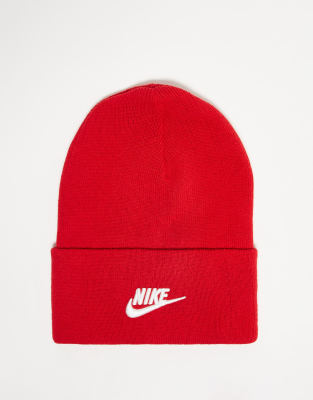 Nike logo beanie in red