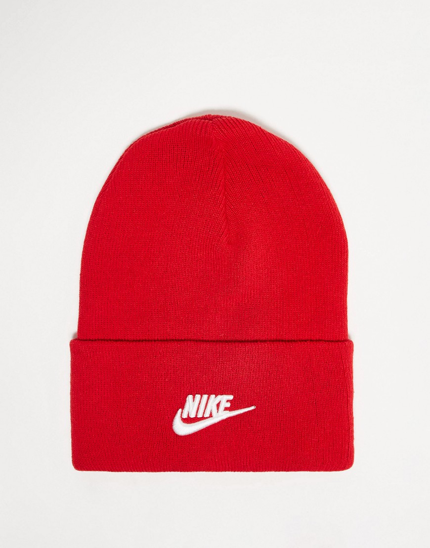Nike logo beanie in red