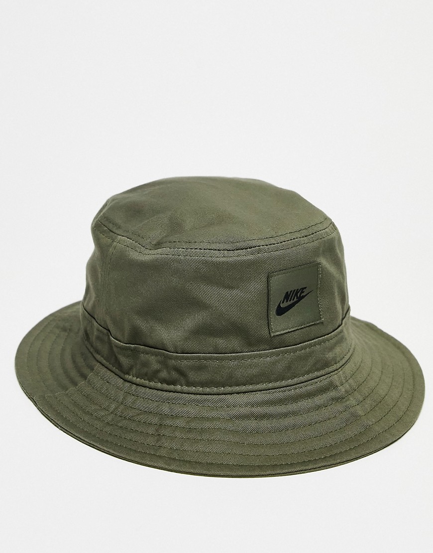 Nike logo bucket hat in khaki-Green