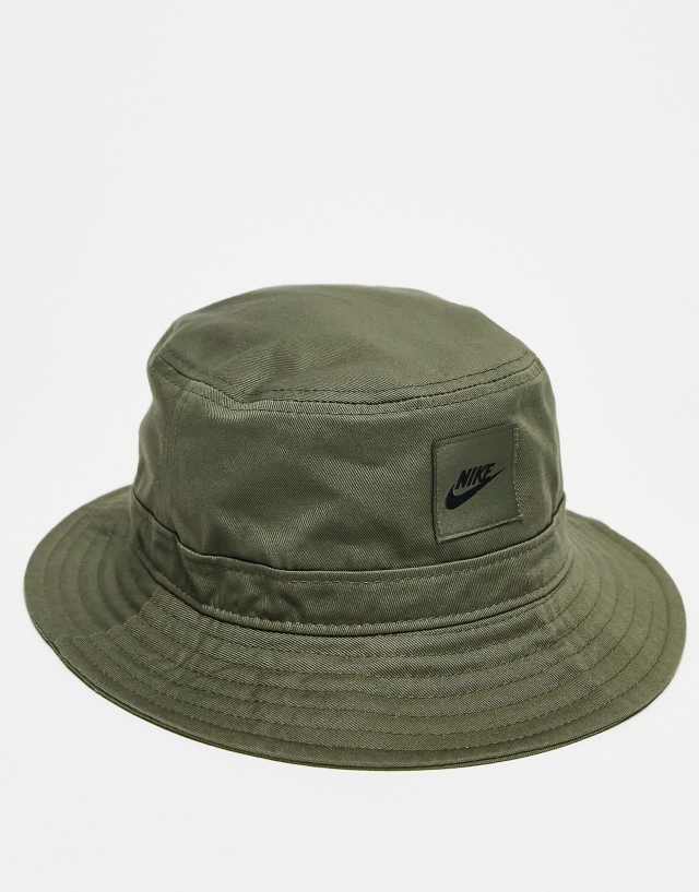 Nike logo bucket hat in khaki