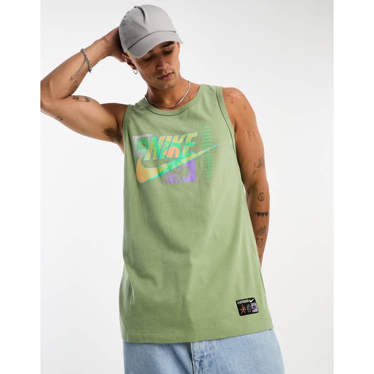 Nike logo detail tank in green | ASOS