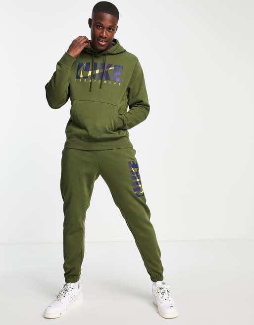 Khaki hotsell nike tracksuit