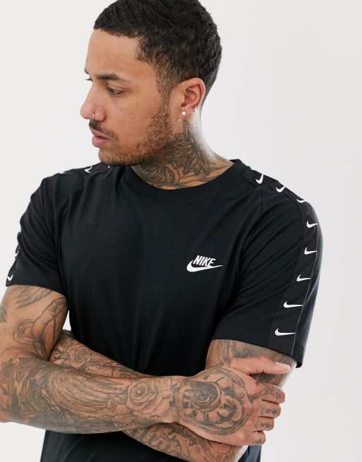 Nike Logo Taping T Shirt Black Asos