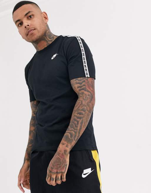 Nike logo taping t shirt in black ASOS