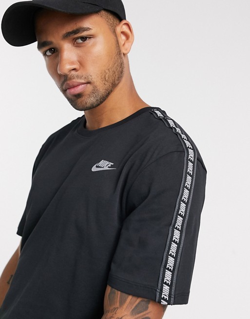 Nike logo taping t-shirt in black