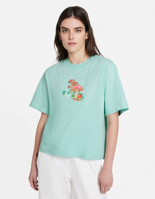 Nike Logo Twist embroidered boxy t-shirt in pale blue | ASOS