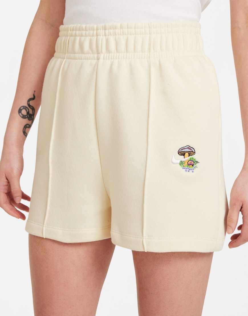 Nike Logo Twist embroidered shorts in cream SUIT 5-White