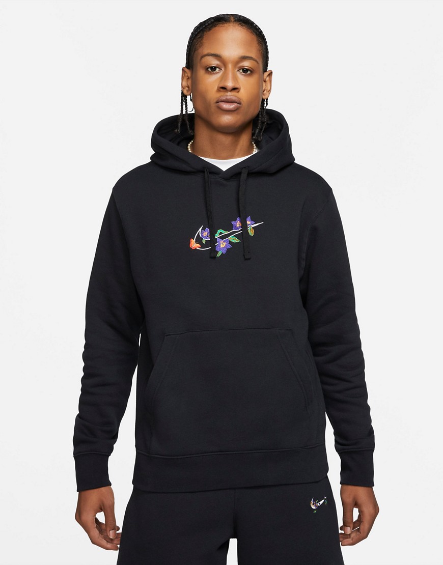 Nike Logo Twist Pack embroidered logo hoodie in black