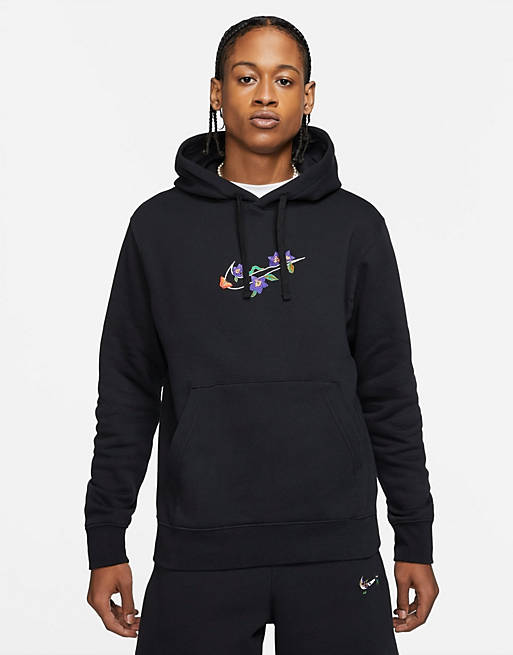 Nike Logo Twist Pack embroidered logo hoodie in black | ASOS