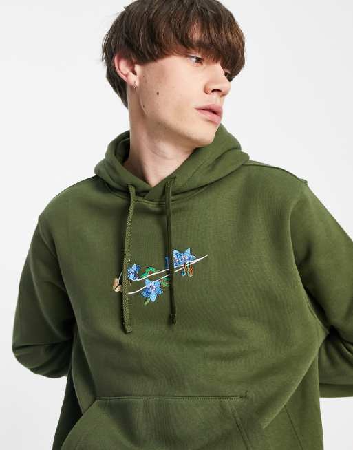 Nike Logo Twist Pack embroidered logo hoodie in khaki