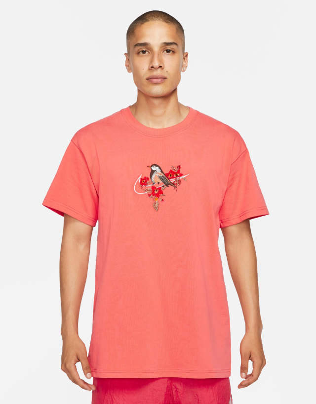 Nike Logo Twist Pack embroidered logo oversized T-shirt in dusty orange