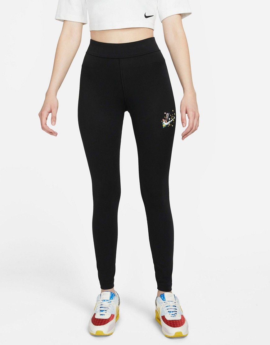 Nike Logo Twist Pack high rise leggings in black
