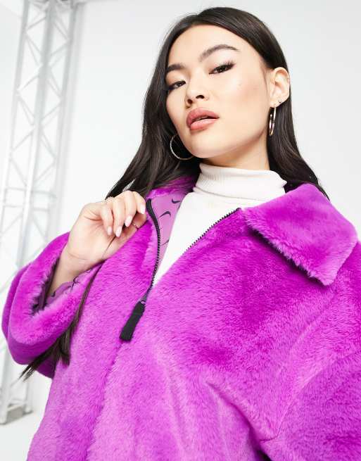 Nike WMNS Plush Faux Fur Long Jacket Purple