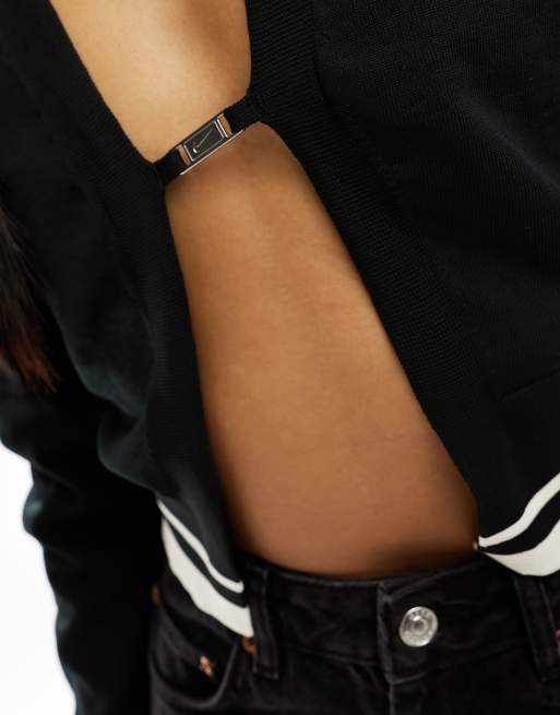 Nike long sleeve cropped knitted cardigan with clasp in black | ASOS