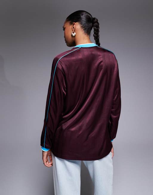 Nike long sleeve jersey in bugundy and blue | ASOS