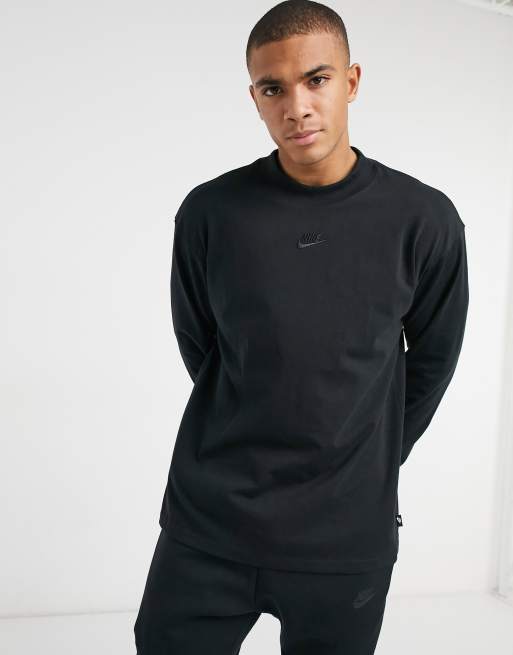 Nike long sleeve mock neck t-shirt in black | ASOS