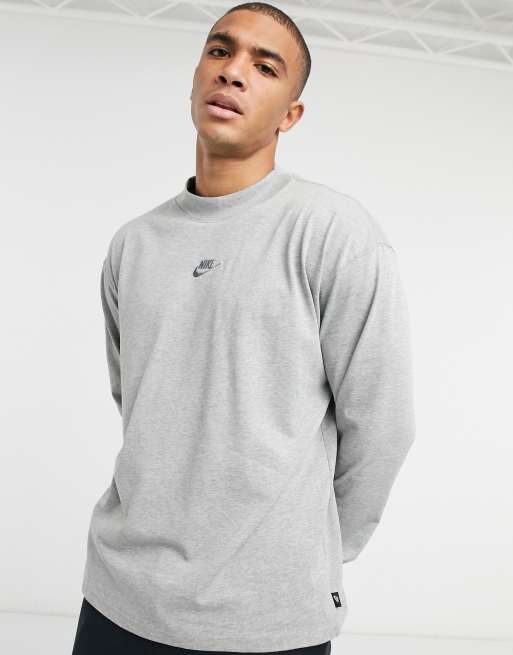 Nike long sleeve mock neck t-shirt in gray