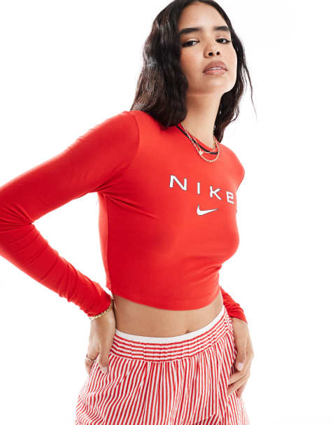 Nike Long sleeve retro t-shirt in red - view 1