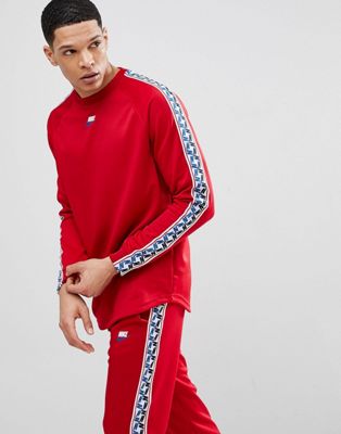 Nike Long Sleeve Top With Taped Side Stripe In Red AJ2298-687 | ASOS