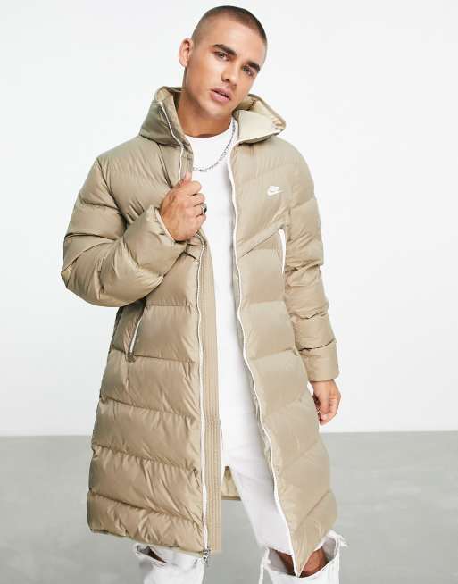 Nike longline padded jacket in beige