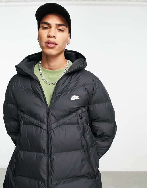 Nike longline padded jacket in black ASOS