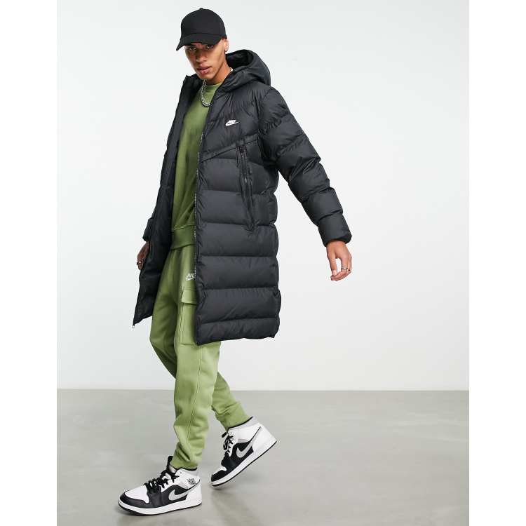 Nike black longline store down filled coat