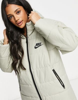 nike padded jacket with back swoosh in black