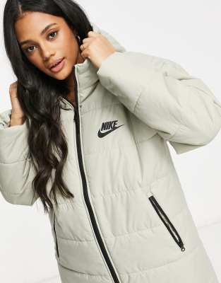 nike black small logo longline padded jacket