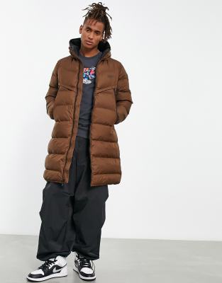 Nike longline puffer duvet coat in cacao wow - ASOS Price Checker