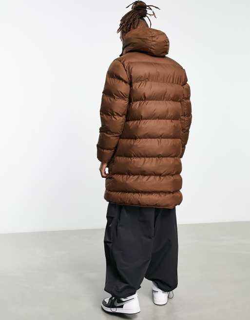 Nike longline puffer duvet coat in cacao wow ASOS