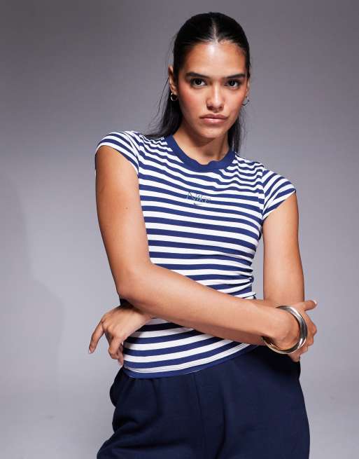 Nike longline striped T-shirt in black and white 