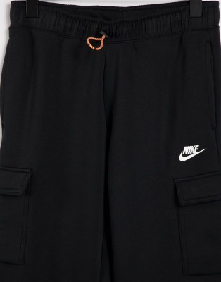 nike loose fit fleece cargo pants in black