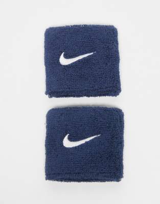 Nike - Lot de 2 bracelets en éponge classiques à logo virgule - Bleu marine