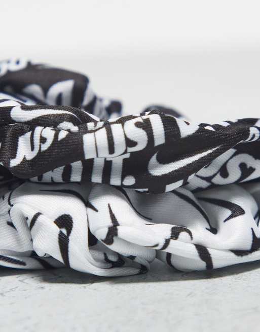 Nike - Lot de 2 chouchous froncés pour cheveux - Noir et blanc, 4 de 4