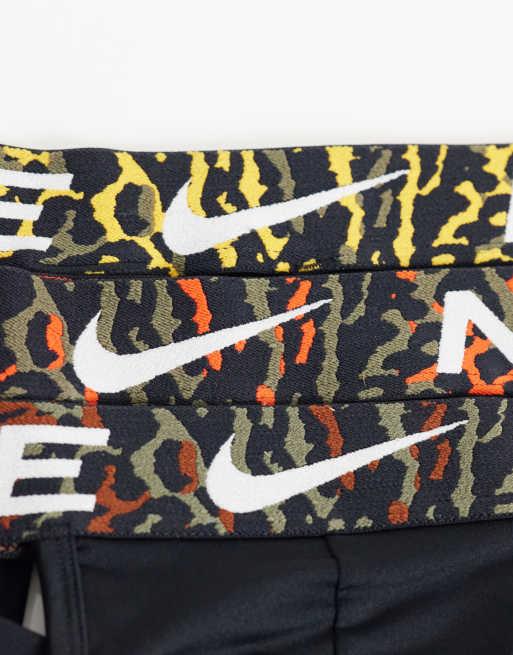 Nike lot de 3 jockstraps Essential Micro avec ceinture à imprimé animal, noir, 3 de 3