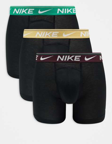 Nike - Lot de 3 boxers Dri-Fit ultra confortables avec taille colorée - Vert, doré et bordeaux - view 1