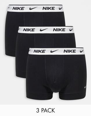 Nike - Lot de 3 boxers en coton stretch avec taille blanche - Noir