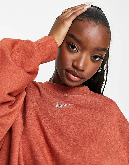 Hoodies & Sweatshirts Nike Lounge essential fleece cropped sweatshirt in brown marl 