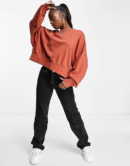 Hoodies & Sweatshirts Nike Lounge essential fleece cropped sweatshirt in brown marl 