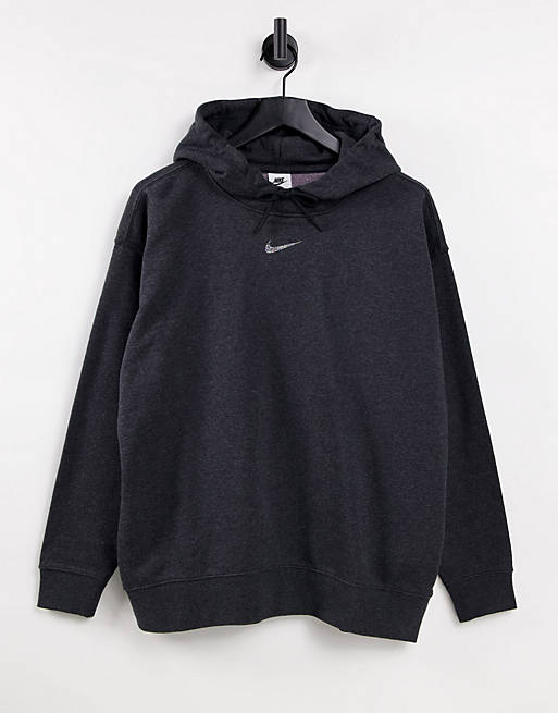 Nike Lounge essential fleece oversized hoodie in black marl | ASOS