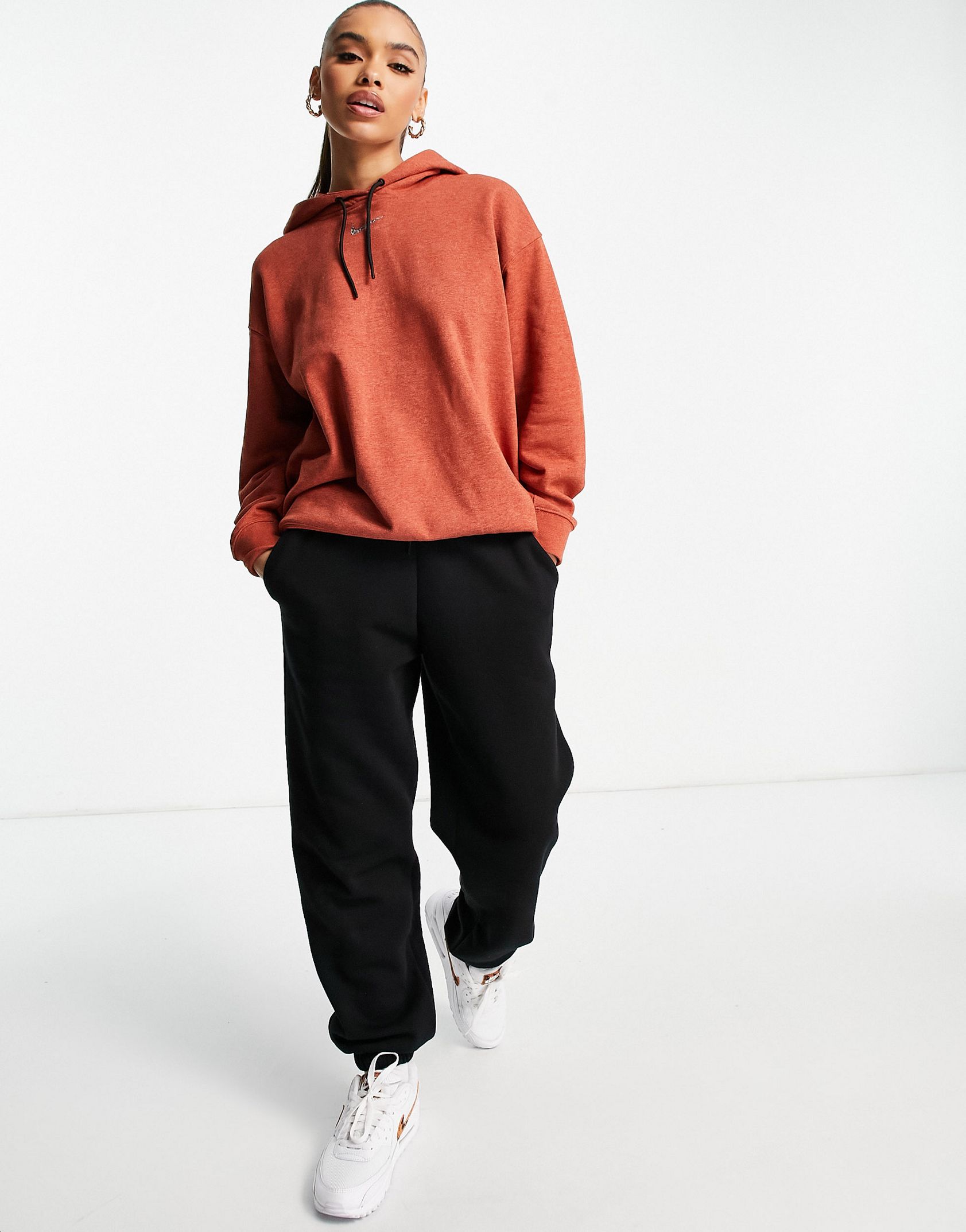 Nike Lounge essential fleece oversized hoodie in brown