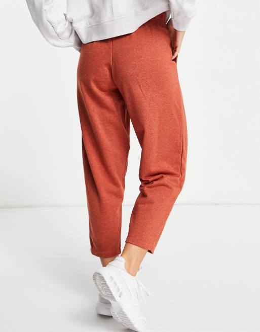 Nike Essentials Plush high-rise cuffed fleece sweatpants in bronze - BROWN, ASOS